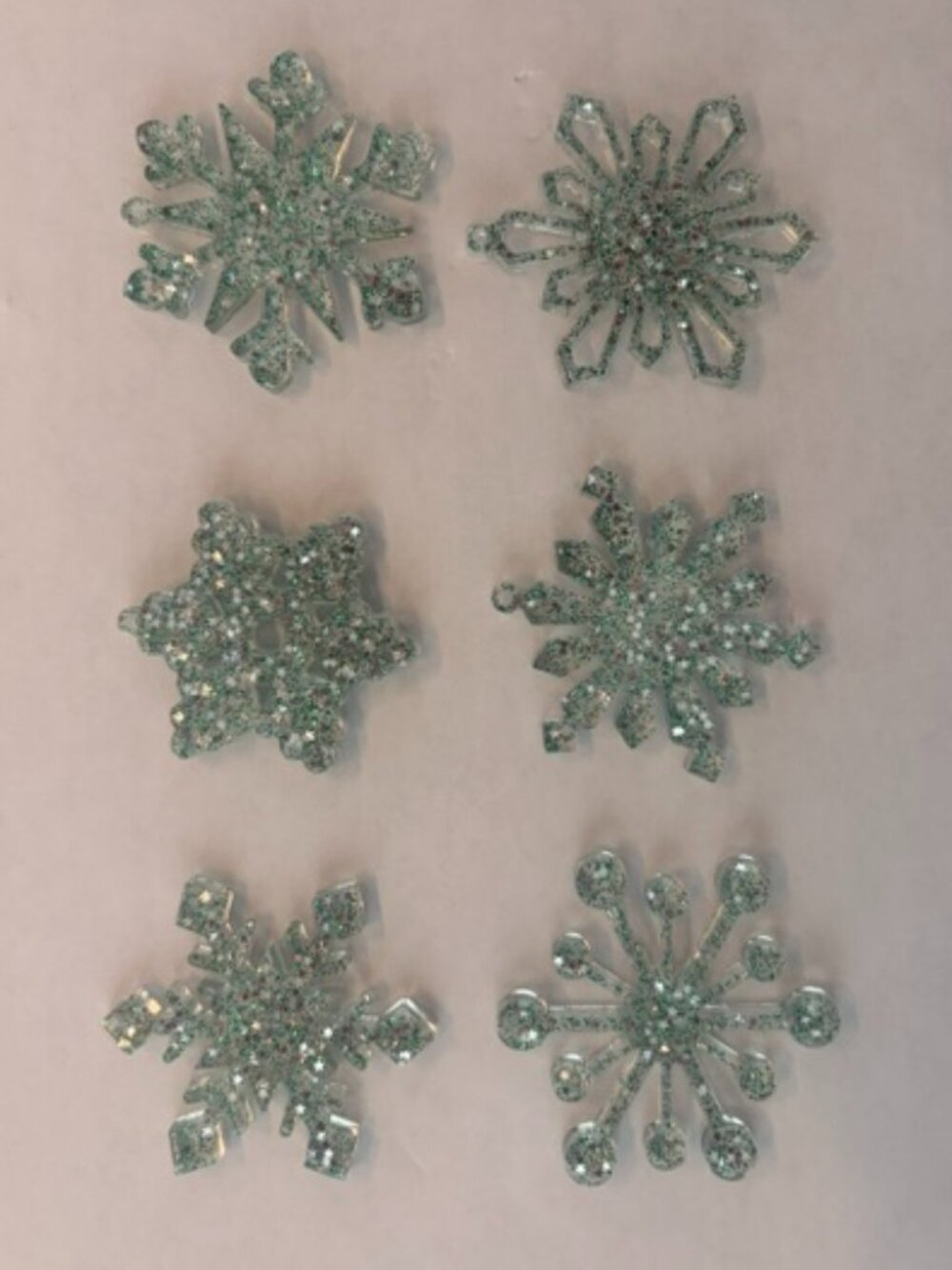 Handcrafted resin snowflake ornaments- set of 6
